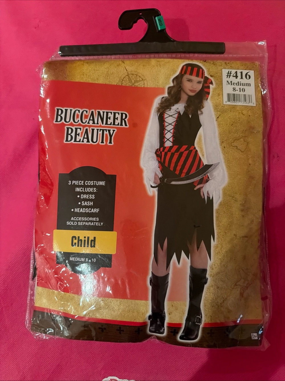 Child/girls Pirate Halloween Costume - Black & Red (Medium 8-10)